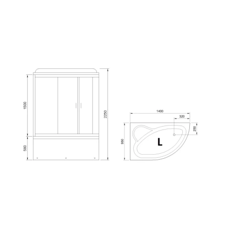 душевой бокс royal bath alp 140х95 rb140alp-t-l с гидромассажем