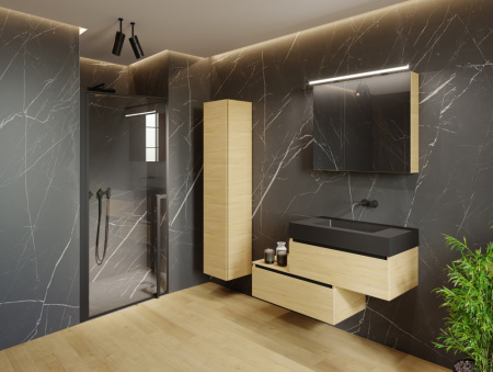 душевая дверь в нишу riho lucid gd101 gd108b000(g005001121) 80×200 см, профиль черный, стекло прозрачное матовый
