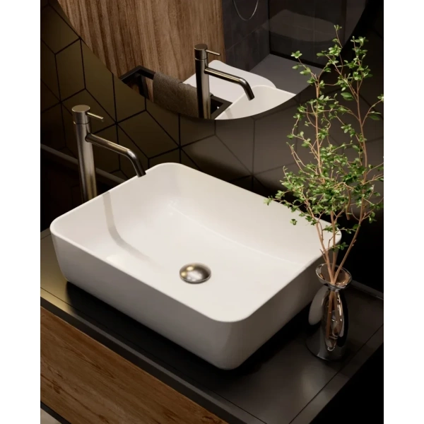 смеситель для раковины aquame siena aqm6214gm без донного клапана, оружейная сталь