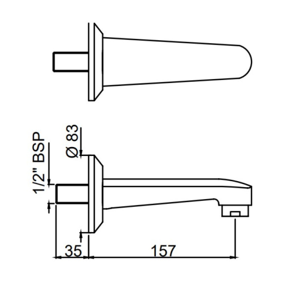 излив для ванны 157 мм jaquar continental spj-chr-429