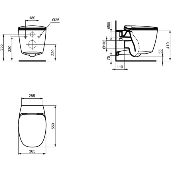 унитаз подвесной, глубокий смыв ideal standard dea aquablade® t348801