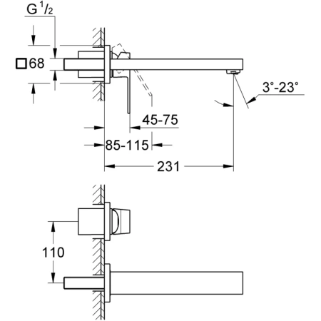 смеситель для раковины без донного клапана grohe eurocube 23447000