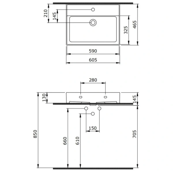 раковина 60,5x46,5 см berges ego 182003