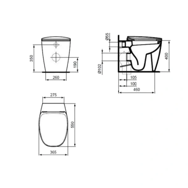 унитаз приставной ideal standard dea t349101 с сиденьем микролифт