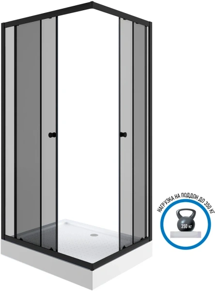 душевой уголок niagara eco 120×80 ng-012-14qt профиль черный, стекло тонированное