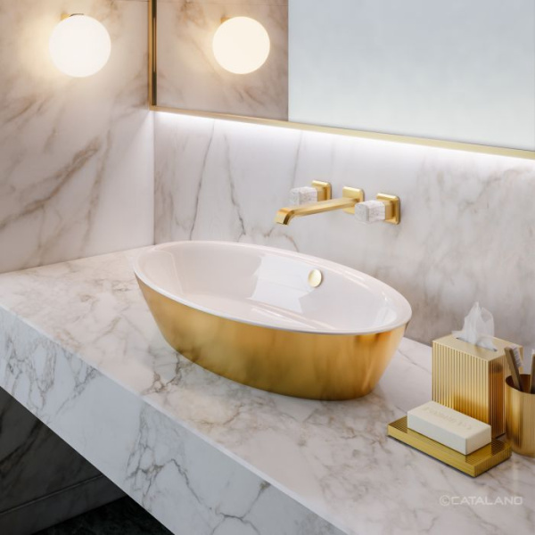 накладная раковина в ванную 70 см catalano gold & silver 170vlnbo белый/золото