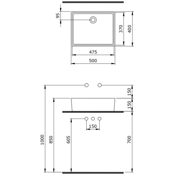 раковина 50x40 см berges ego 181001