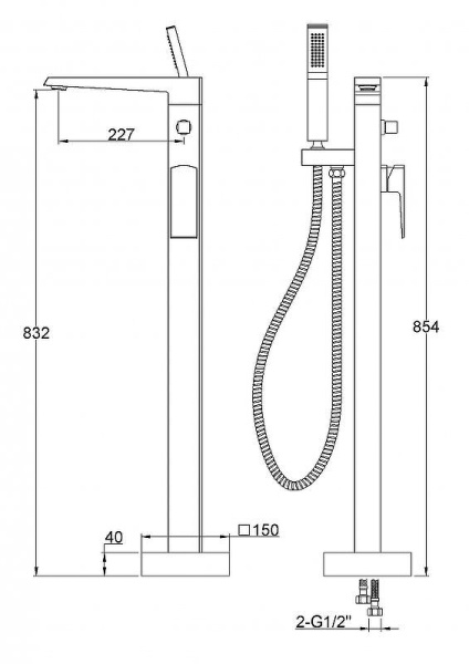 смеситель для ванны belbagno arlie arl-fmta-crm хром