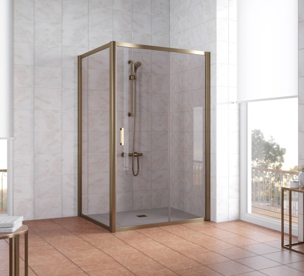 душевой уголок vegas glass zp+zpv 120*100 05 05 профиль бронза, стекло бронза