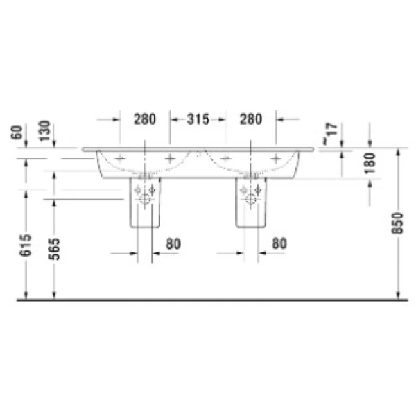 раковина полувстраиваемая duravit me by starck 2336130000