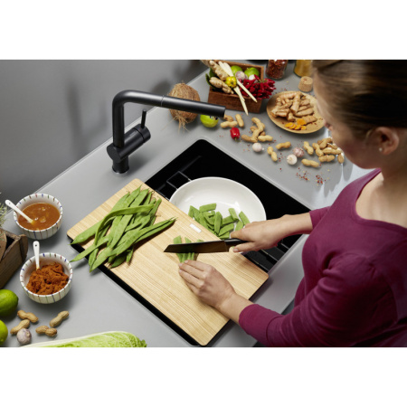 мойка для кухни blanco etagon 500-u 525887 черный, отводная арматура infino®