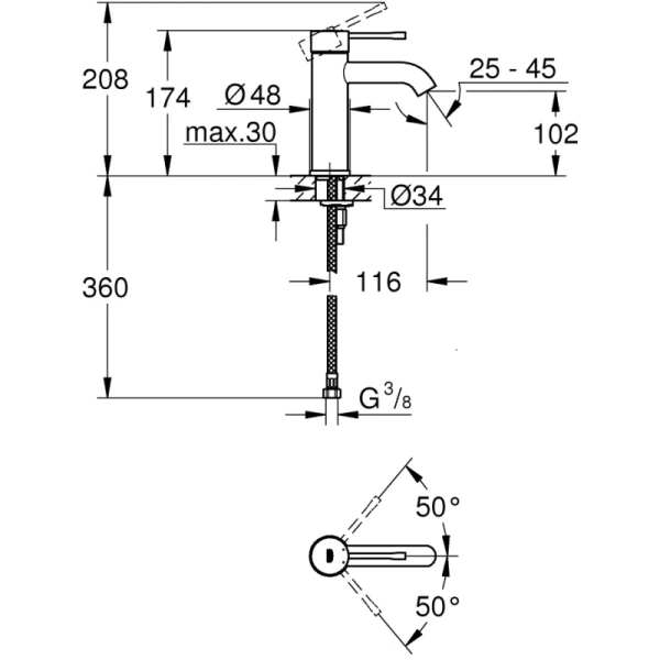 смеситель для раковины без донного клапана grohe essence new 23590001