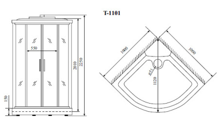 душевая кабина timo standart t-1101p 100х100