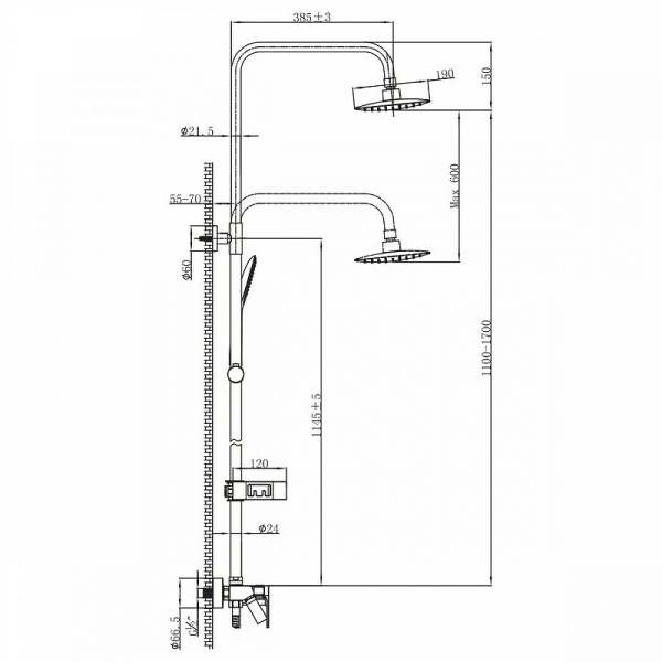 душевая система lemark tropic lm7002bl черный