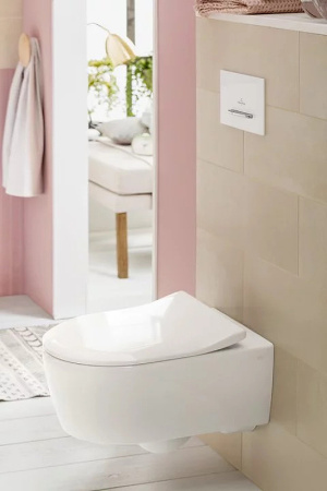 унитаз villeroy&boch avento 5656rs01 подвесной, с сиденьем микролифт, тонкое, белый