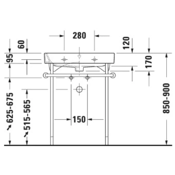 раковина полувстраиваемая duravit happy d.2 65 см 2318650000
