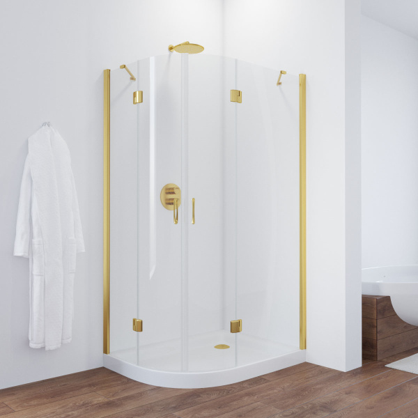 душевой уголок vegas glass afs-f 110*80 09 01 профиль золото, стекло, стекло прозрачное