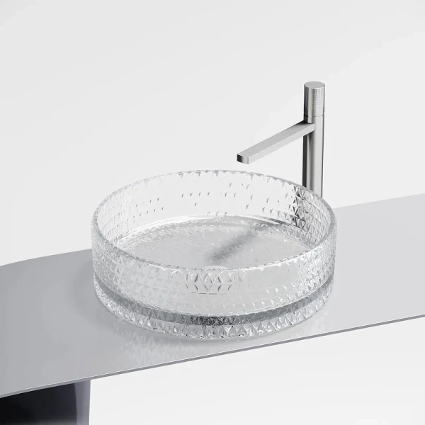 раковина ceramicanova cristal cn6062 накладная, ø36 см, прозрачная