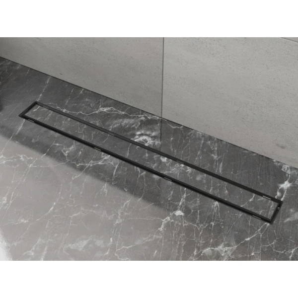 душевой трап (лоток) plumberia selection linear psl100no 100 см, с решеткой, 2 в 1 под плитку, черный матовый