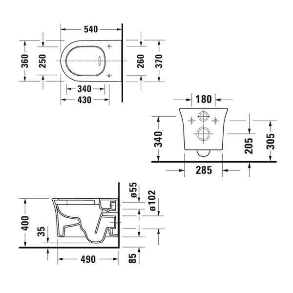 унитаз подвесной duravit white tulip 2576092000 безободковый, hygieneglaze, цвет: белый