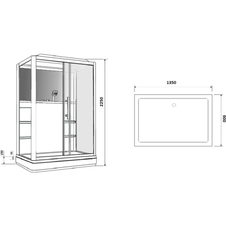 душевая кабина grossman gr-128 135x90 профиль белый стекло прозрачное