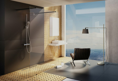 душевая перегородка ravak walk-in free 130 gw9fj0c00z1 профиль хром, стекло прозрачное