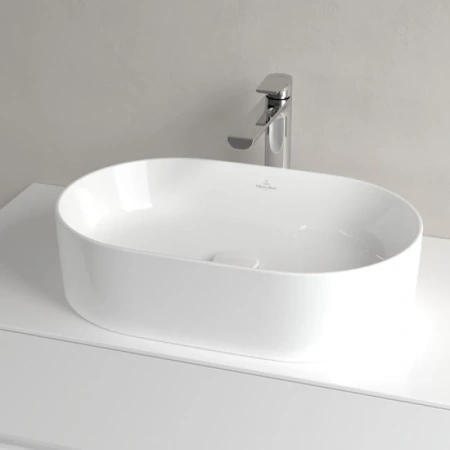 раковина villeroy & boch collaro 4a1956r1 накладная, 56x36 см, альпийский белый с покрытием ceramicplus