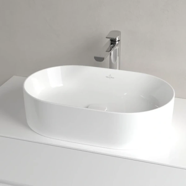 раковина villeroy & boch collaro 4a1956r1 накладная, 56x36 см, альпийский белый с покрытием ceramicplus