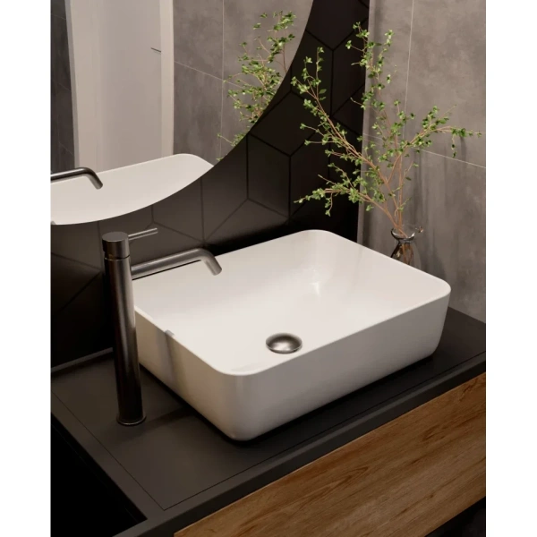 смеситель для раковины aquame siena aqm6214gm без донного клапана, оружейная сталь