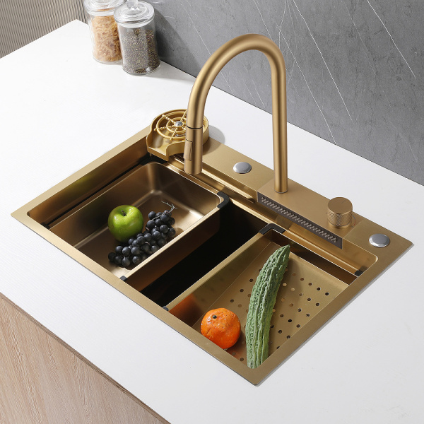кухонная мойка abber wasser kreis af2194g 68x46 см, золотой матовый