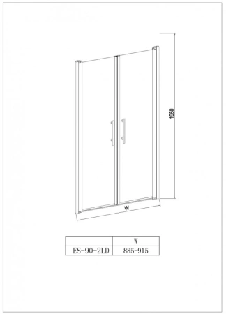 Дверь для душевой кабины в нишу Esbano ESDN902LD 90×195 без поддона