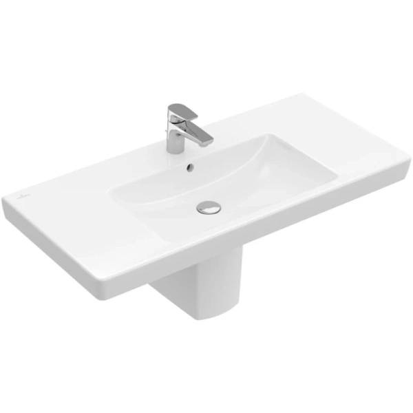 раковина villeroy & boch subway 2.0 7175a0r1 подвесная, с переливом, нешлифованный, 100x47 см, альпийский белый ceramicplus 