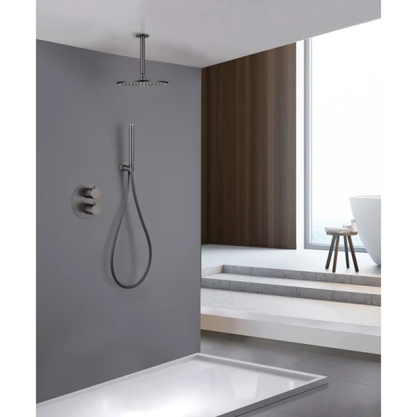 душевой комплект abber wasser kreis af8121ng 250 мм, coolstart, со смесителем, никель