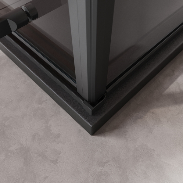 душевой уголок cezares liner 90x90 l liner-a-1-90-c-nero-l профиль черный матовый стекло прозрачное