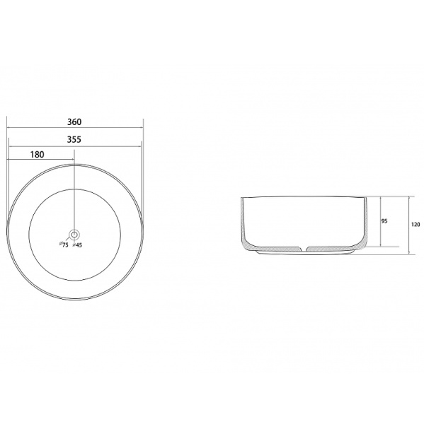 раковина 36x36 см abber bequem ac2108mb, цвет черный матовый