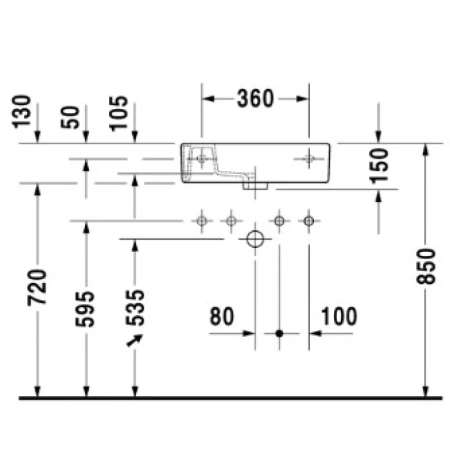 раковина подвесная 50 см duravit vero 0703500009 l