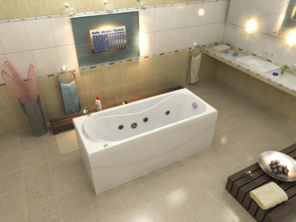 акриловая ванна bas атланта 170x70 flat (вг00013), гидромассажная