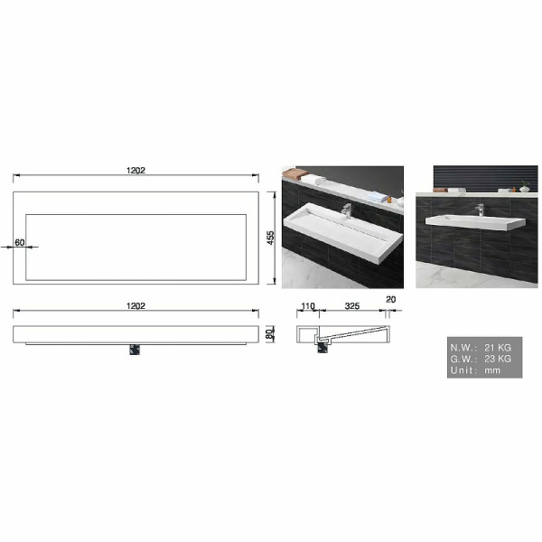 раковина boheme armadi art flat 120 859-120-1 белая