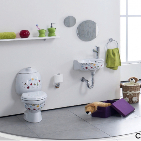 унитаз компакт creavit cocuk ck310-11cb00e-ff00+kc0802.01.1000e белый с декором с сиденьем без бачка