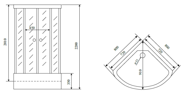 душевая кабина timo standart silver fabric t-6680sf 80х80