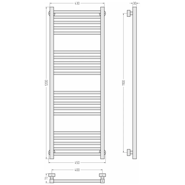 полотенцесушитель водяной 1200x400 темный титан муар сунержа модус pro 15-0450-1240