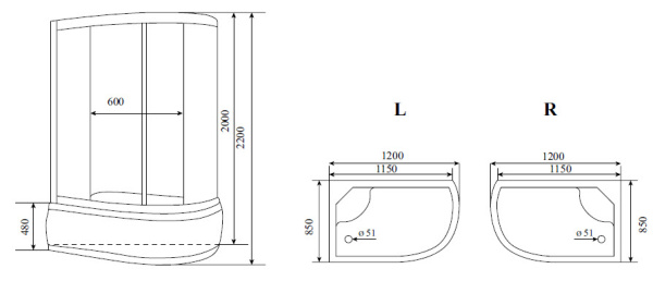 душевая кабина timo lux t-7720l 120х85