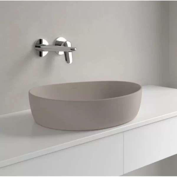 раковина villeroy & boch antao 4a7351am накладная, 51x40 см, almond с покрытием ceramicplus