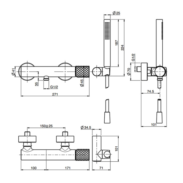 душевая система fima carlo frattini colonne doccia f3035t/2xor, золото