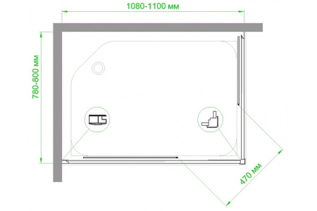 душевой уголок royal bath hpd 110×80 rb8110hpd-t-bl профиль черный, стекло прозрачное