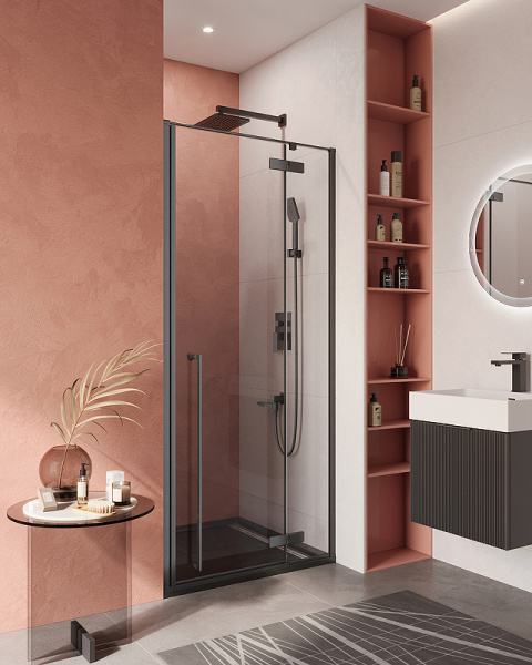 душевая дверь cezares liner 90 r liner-b-12-90-c-nero-r профиль черный матовый стекло прозрачное