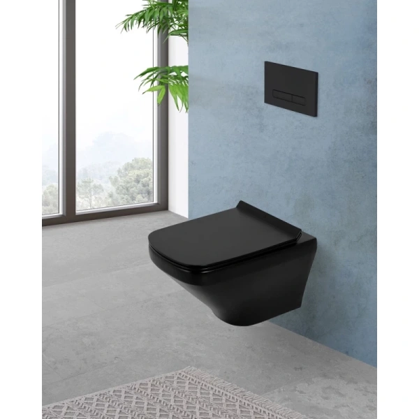 унитаз подвесной belbagno sela bb3201chr-mb безободковый, без сиденья, цвет черный матовый