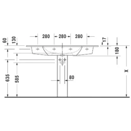 раковина полувстраиваемая duravit me by starck 2336120000