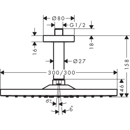 верхний душ hansgrohe raindance e 300 1jet 26250670