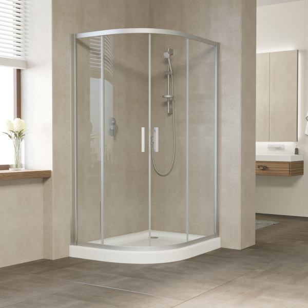 душевой уголок vegas glass zs-f 120*90 07 01 профиль матовый хром, стекло прозрачное